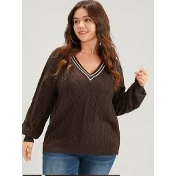 BloomChic Sweaters - Brown Lined Trim sweater Size 18 - 20 • 2x • BloomChic